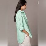 Maeve Anthropologie  The Bennet Buttondown Shirt Striped Edition Sz XL Green Photo 2