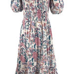 Anna Kate smocked puff sleeve floral print midi dress Size M Photo 0