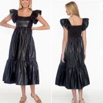 Olivia James the Label Black Brooke Faux Leather Flutter Sleeve Dress Photo 2
