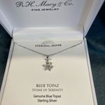 Macy's Sterling Silver Blue Topaz Necklace Snowflake Pendant Photo 0