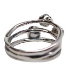 Pandora Genuine Three Wishes 3 Grey Pearl Sterling Silver Ring Rare HTF Sz 52/6 Photo 3