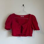 Reformation Red Linen Ina Top Photo 2