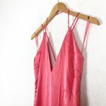 Lexi Clothing The Bali Maxi Dress Size 6 Pink Satin Lace Up Back Plunge Cocktail Photo 6