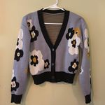 Lavender Flowered Cropped Cardigan Purple Photo 0