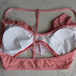 Mae | Red and White Striped Ruffled Bikini Top Size L Photo 3