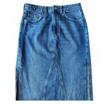 Free People  Blue Maxi denim Skirt with Side slits and frayed hem size 4 Photo 3