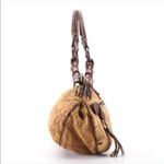 Salvatore Ferragamo TAN & BROWN DISTRESSED EMBOSSED LEATHER W/GANCINI FRINGE Photo 4
