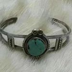 Vintage Native American Sterling Silver Turquoise Cuff Bracelet Photo 5