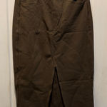 Halara NWT Brown Women's stretch Skirt size S. Flat front pockets midi w/slit Photo 0