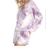 Wildfox Lounge Set Tie Dye Stars in Purple & White Sz S NWT Sweatshirt & Shorts Photo 1