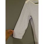 Chico's Purple And White Scoop Neck The Ultimate Tee 3/4 Sleeve Shirt 2 (L) Photo 2