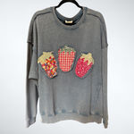 easel  Strawberry Patch Mineral Washed Terry Knit Top Size 1X Photo 1