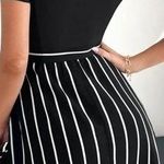 SheIn  Unity Striped Panel Belted A-line Dress Black White Size L Photo 1