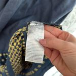 Haris Cotton 100% linen bell sleeve metallic detail midi dress Blue Photo 4