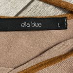 Ella Blue Blouse With Dolman / Batwing Sleeves Tan Belted Size Large Photo 9