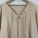 Gold Hawk 100% Silk Top Women's Large Beige Cold Shoulder Lace Photo 2