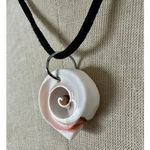 Natural Spiral Seashell Pendant Necklace on Black Cord Photo 1