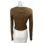 Brandy Melville Brown Rib Knit Long Sleeve Button Crop Cardigan Sweater Top Sz S Photo 1