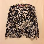 Chico's ⭐️ Vintage Black Pink Floral Corduroy Embroidered Open Jacket Blazer Photo 3