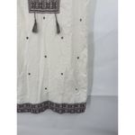 Madewell  Shift Dress Women 4 Cream Red Embroidered Suncoast V Neck Boho‎ Tassle Photo 8