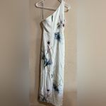 Monique Lhuillier ML one shoulder cutout white watercolor floral gown NEW Photo 2