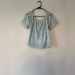 Buckle Light Blue Lace Off-Shoulder Top Photo 3