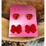 Leith NWT Heart and Bow Stud Earrings Set Photo 2