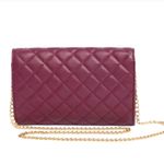 Badgley Mischka NWT convertible Crossbody Purse Bag w/Diamond Quilting; Plum Photo 10