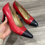St. John  Red and Navy Leather Pumps 8.5 Vintage Women’s Shoes Photo 0