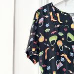 Coldwater Creek  Black Square Neck Novelty Shoes Purse 90s Tie Back Midi Dress LP Photo 3