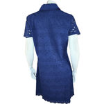 Crown & Ivy NWT Women's Size 2 Navy Blue Eyelet Shift Midi Dress Short Sleeve Photo 6