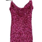 Lulus NWOT  Dazzling Vibe Magenta Pink Velvet Sequin Mini Bodycon Dress Size XS Photo 2
