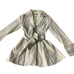 Laundry by Shelli Segal Laundry by Design Large White Black Belted Trench Coat Rain Jacket* Photo 0