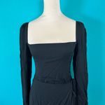 Reformation  Rosalie Black Dress Square Neck Long Sleeve Wrap Skirt Mini Dress 4 Photo 2