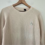 IZOD Vintage  Ribbed Knit Crew Neck Tan Beige Sweater Size S preppy crest Photo 1