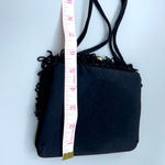 Vintage Black satin fringe bag. Black Photo 6