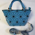 Geometric Satchel Handbag Blue Photo 0