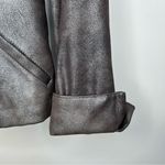 Chico's Chico’s Metallic Pewter Vegan Leather Jacket Size Chico’s 0 or US 4‎ Photo 6