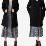 Kate Spade Saturday Piped Overside Wool Coat in black with navy trim Photo 1