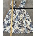 O.P.T Blue Floral Puff Sleeve Midi Dress Women’s Small Cottagecore Toile Photo 6