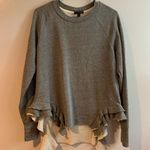 Black Orchid NWT  Grey Ruffled Raw Hem Pullover Sweatshirt Size M Photo 1