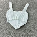 Stradivarius White Corset Top Women's Medium Square Neck Sleeveless Hook & Eye Photo 1