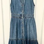 On 34th denim full button tiered midi dress size small 100% cotton cottage Blue Photo 5