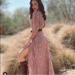 ZARA FLORAL PRINTED DRAPED MIDI Flowy DRESS Long Sleeve Puff Shoulders Sz XS NEW Photo 3