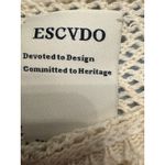 ESCVDO Carisa Crochet Fringe Hem Top Cream Multi Trim Knit Fest Boho – Size S Photo 6