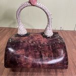 Wabags Brown Large Handcrafted Leather Turnlock Handbag Braided Handle‎ Brown Photo 4