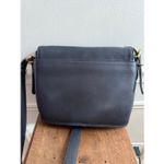 Coach Vintage 90s Dark Blue Leather Equestrian Flap Cross Body Purse Bag #9807 U Photo 1