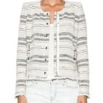 IRO XS Lizzie Tweed Boucle Distressed Black and Cream Zip Up Blazer Jacket Photo 1
