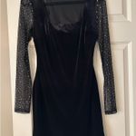 City Studios Black Velvet Bodycon Dress with Sheet Embellished Long sleeved Photo 2