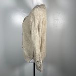 it's our time  Tan Lace Tie V Neck Waffle Knit Long Sleeve Pullover Sweater M Photo 5